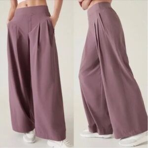 Athleta Women's Brooklyn Heights High Rise Wide Trouser, Mauve Purple, Size 16